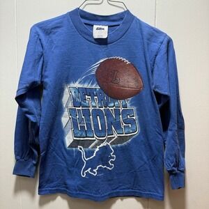 Vintage 1997 Detroit Lions CSA Long Sleeve Shirt Kids Size 8 Blue NFL Football
